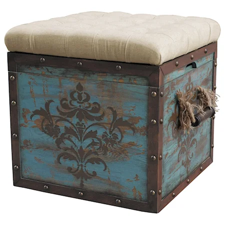 Lazuli Tufted Blue Crate Storage Ottoman